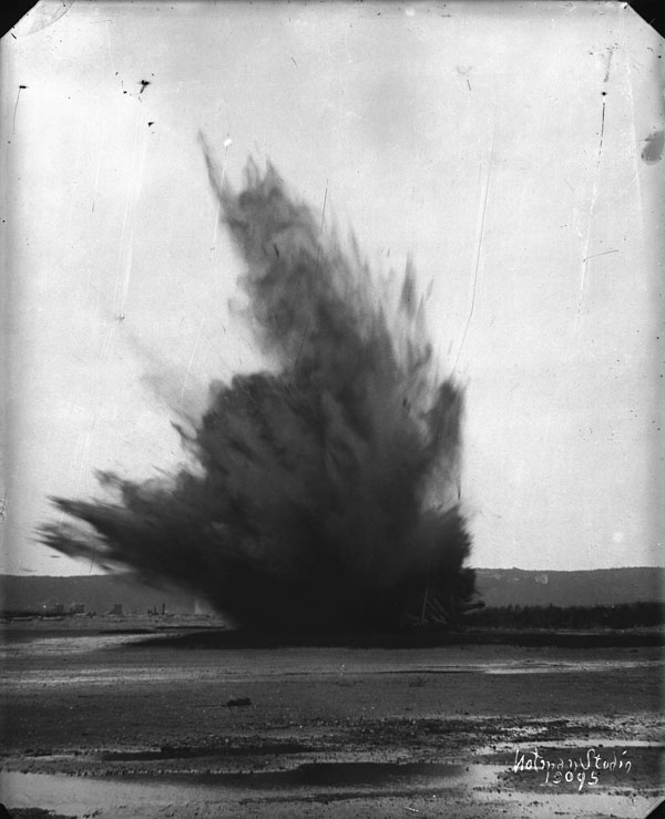 Huge black and white blast photo